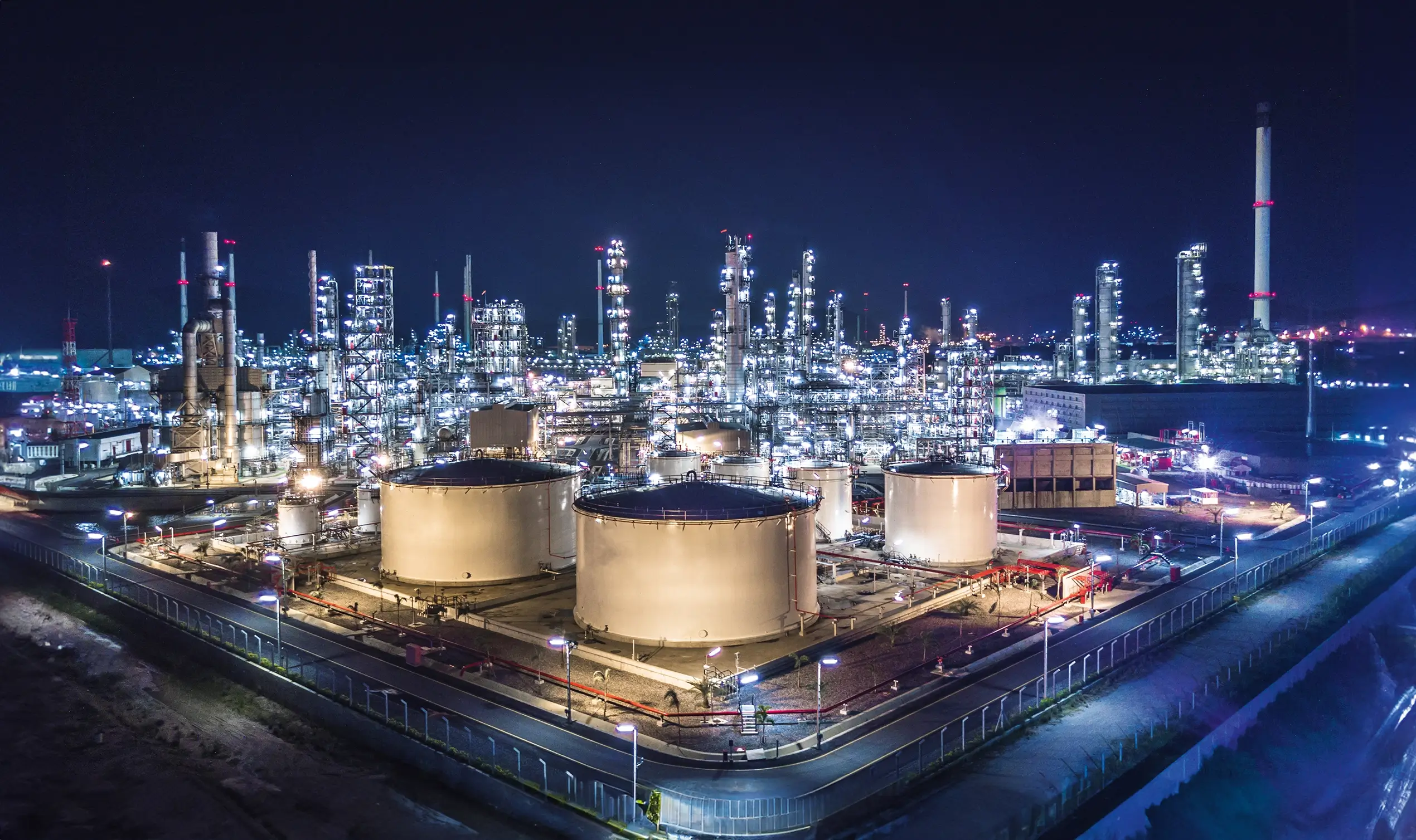 Petrochemical factory at night 